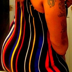 Vertical striped body suit